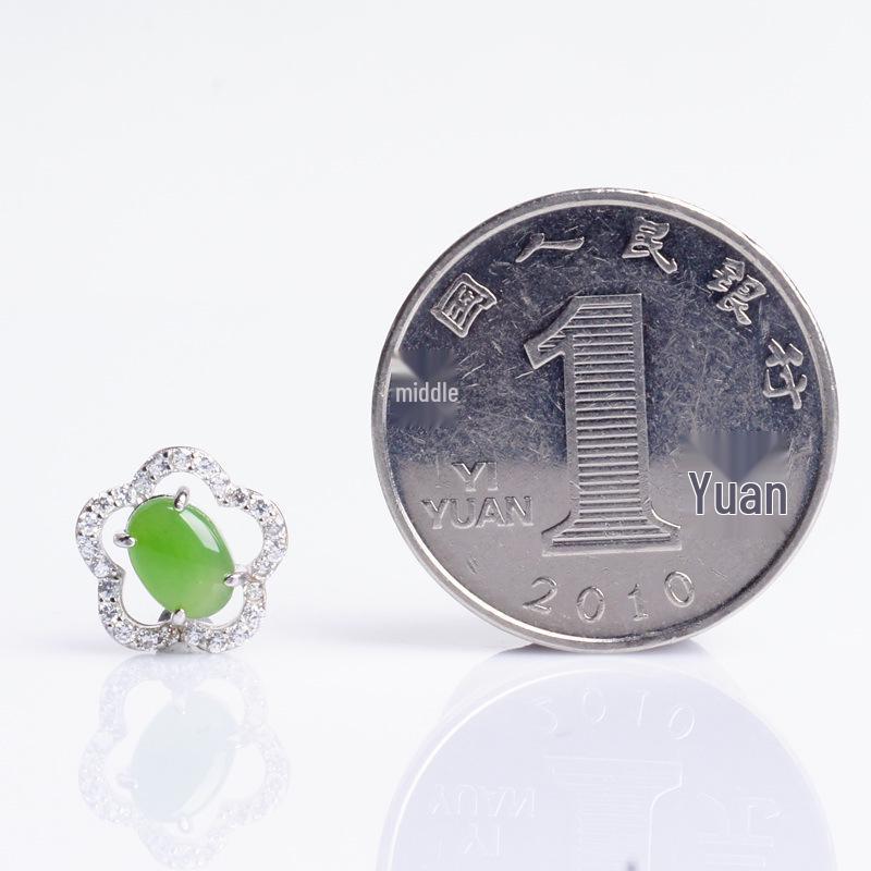 

Серьги из стерлингового серебра 925 пробы с нефритом Хэтянь и жадеитом в форме цветка сливы с сертификатом - Древнекитайский стиль 925 Sterling Silver