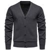 Men Slim Fit Fleece Knit Long Sleeve Cardigan Solid Color Casual