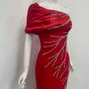 Elegant Handmade Beaded Off-the-Shoulder European & American Bandage Evening Dress