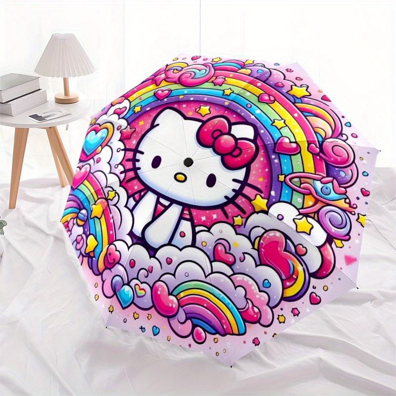 1pc Hello Kitty Rainbow Clouds Umbrella with Plastic Handle,Suitable for All Seasons Home Travel Outdoor UmbrellaSanlio531