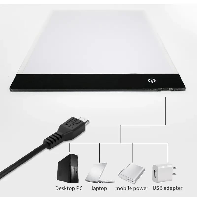 A4/A5 Led Drawing Copy Board Kids Toy To Draw Tablet 3 Level Dimmable Sketching Painting Tablet Light Pad Diamond Painting