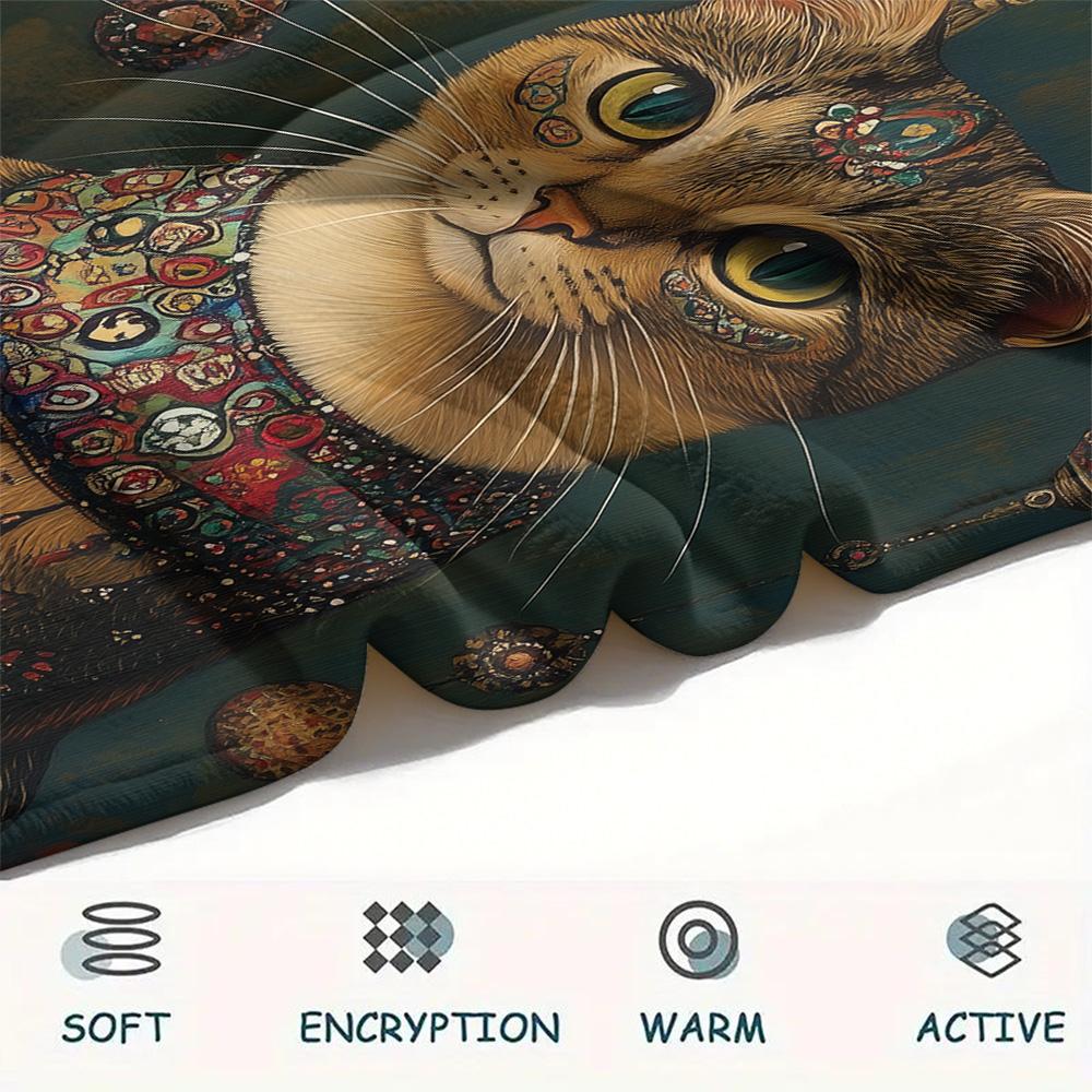 Cute Cats Print Flannel Blanket, High Quality Comfortable for All Seasons, Home Decor, Warmth and Comfort