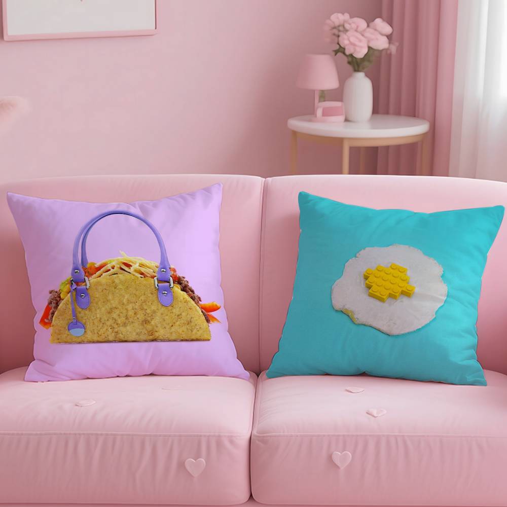 Creative Food Fruit Print Pillow Case Anti-dustmite Pillow Invisible Zipper Silky Short Plush Sofa Cushion Cover