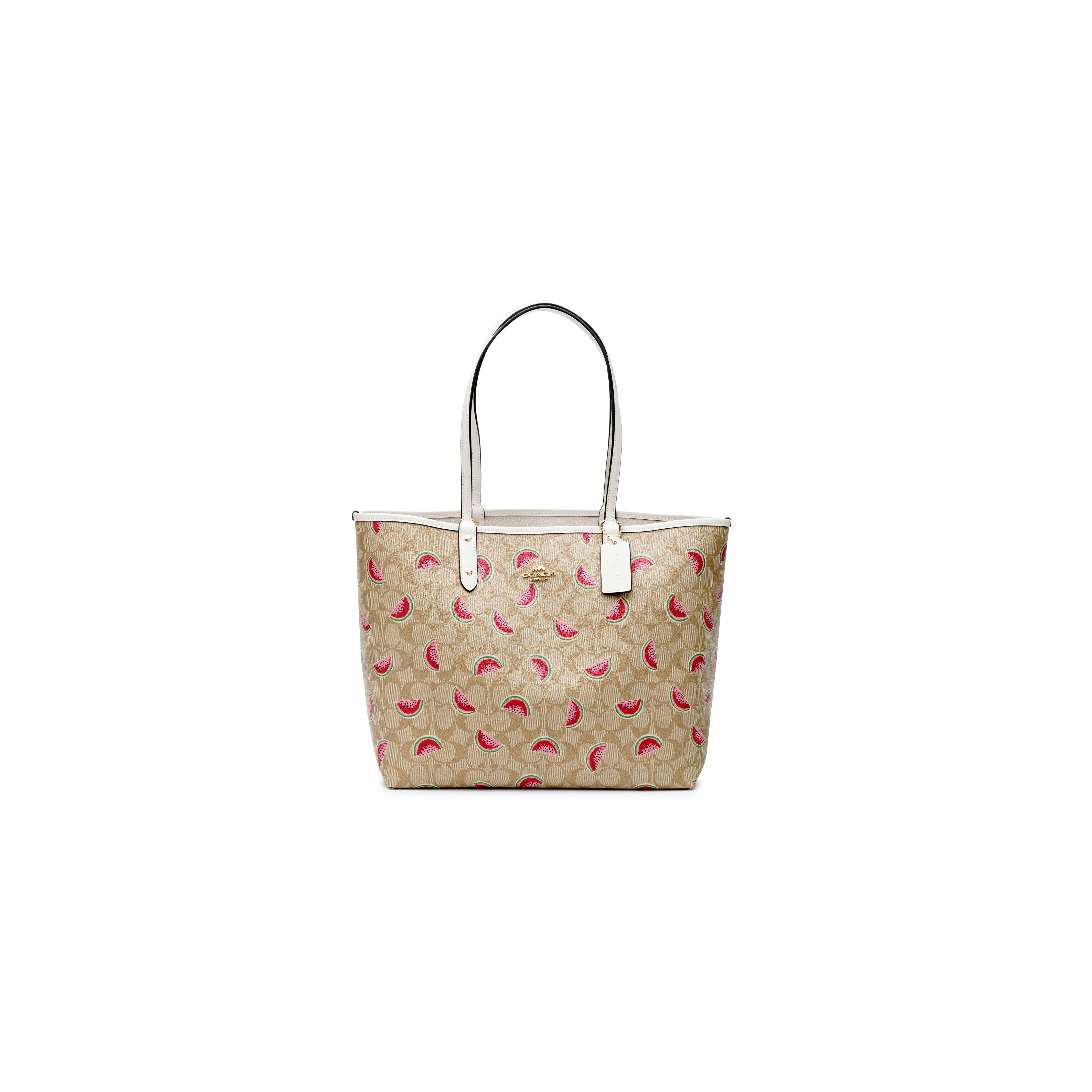 

Coach City 33 Fashion Watermelon Print Reversible Leather Tote Bag Women Tote Brown 3039-IMR8Y Basic Set (Bag+Dust Bag)