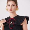 CourtStyle Detachable Collar with Ruffle Trim and Embroidery Bowknot Shirt Collar Shawl Wrap Formal Occasion Accessory