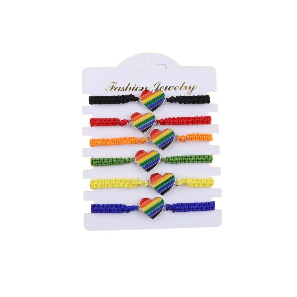 6pcs Bohemian Style Rainbow Bracelet Handmade Braided Rainbow Rope for Men Women  Gift
