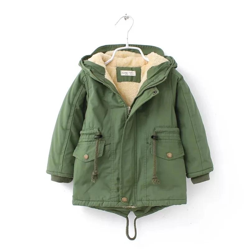 Winter Children Down & Parkas European Style Boys Girls Warm Outerwear Color Green Blue Hooded Coats for Girls