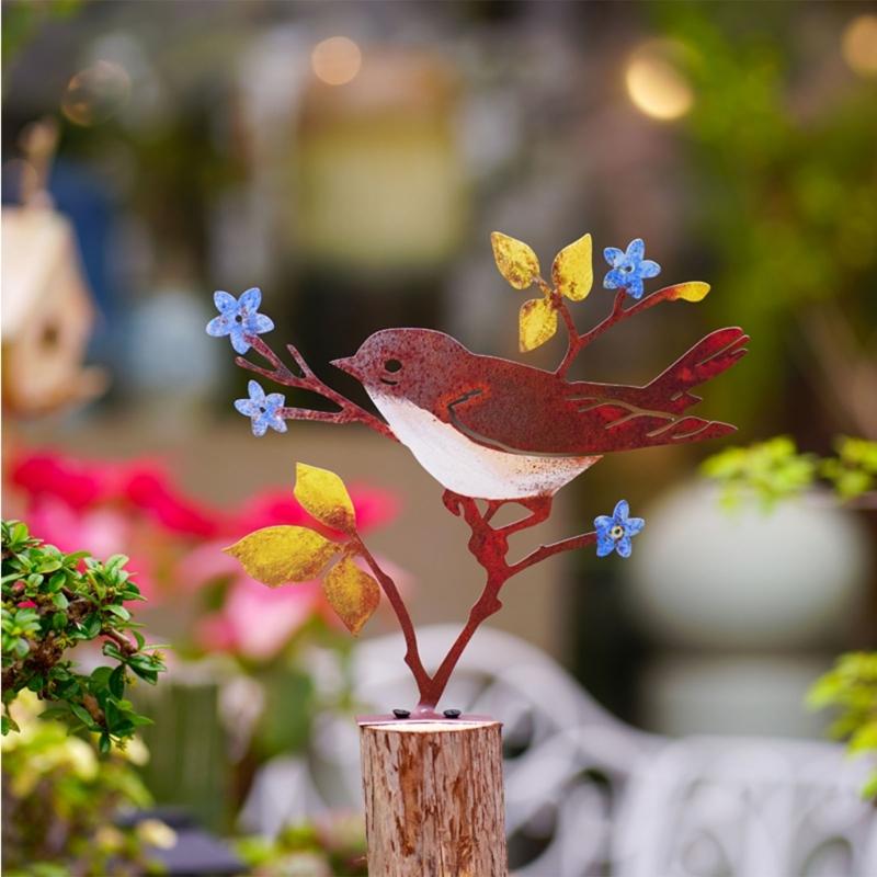 Vogelstatue Gartendekorationen Metall-Gartenvogel Hofdekorationen Outdoor-Vogelskulptur Rasen Metall-Gartenschmuck