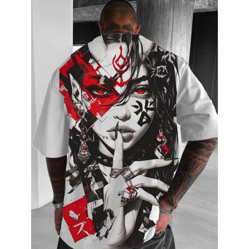 Men s and Women s Summer Fashion 3D Printing Anime Printed T-shirt 2XS