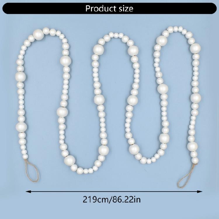 Wooden Bead Christmas Garland 7.41ft Long Festival Tree Decoration For Mantels Staircase Holiday Party Centerpieces