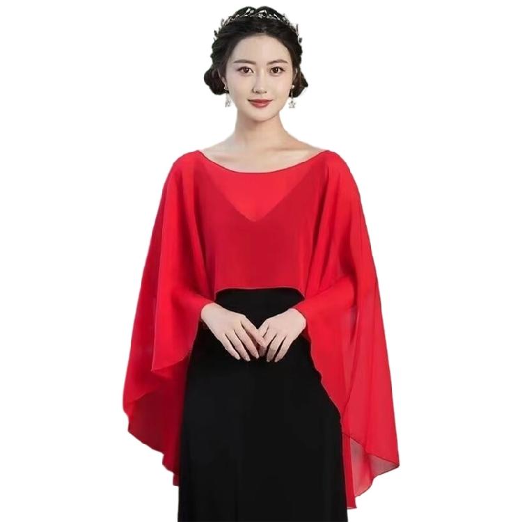 Breathable Polyester Yarn Shawl Wrap For Women Outdoor Activity Sun Protective Capes Scarf for Vacation and Formal Event
