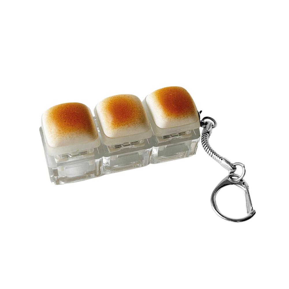 Bread Keycap Stress Relief Clicker Keychain Mini Mechanical Keyboard Button Keyring Pendant Decompress Fingertip Keyring