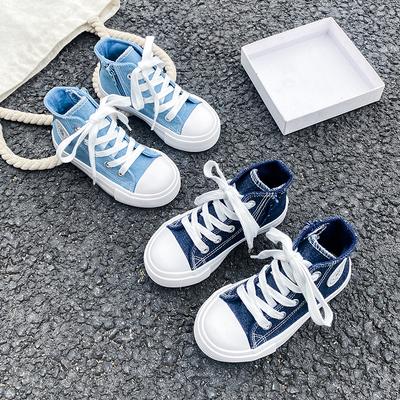 9018 Primavera Novo Tênis de Lona Infantil Sólido Meninos e Meninas Sapatos de Tecido Sapatos de Jeans Tênis de Skate Infantil tendência