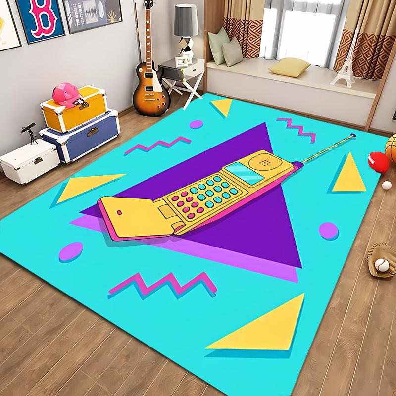 HD Printing Retro Phone Carpet for Living Room Cartoon Children's Bedroom Sofa Doormat Floor Tapete Anti-slip Decor Alfombra 3D