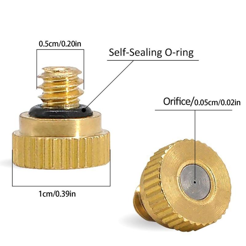 20 Unit Weatherproof Brass Fog Nozzles Low Pressure Watering System Accessories for Greenhouses Dust Prevention Gardens