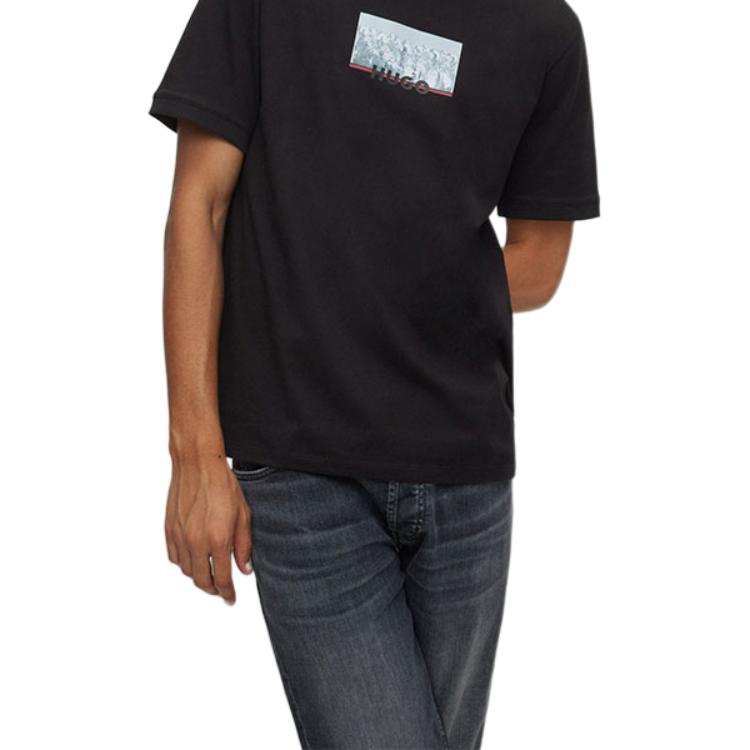 HUGO BOSS T-Shirts Men's Black Crew Neck Straight Fit 50471549-001