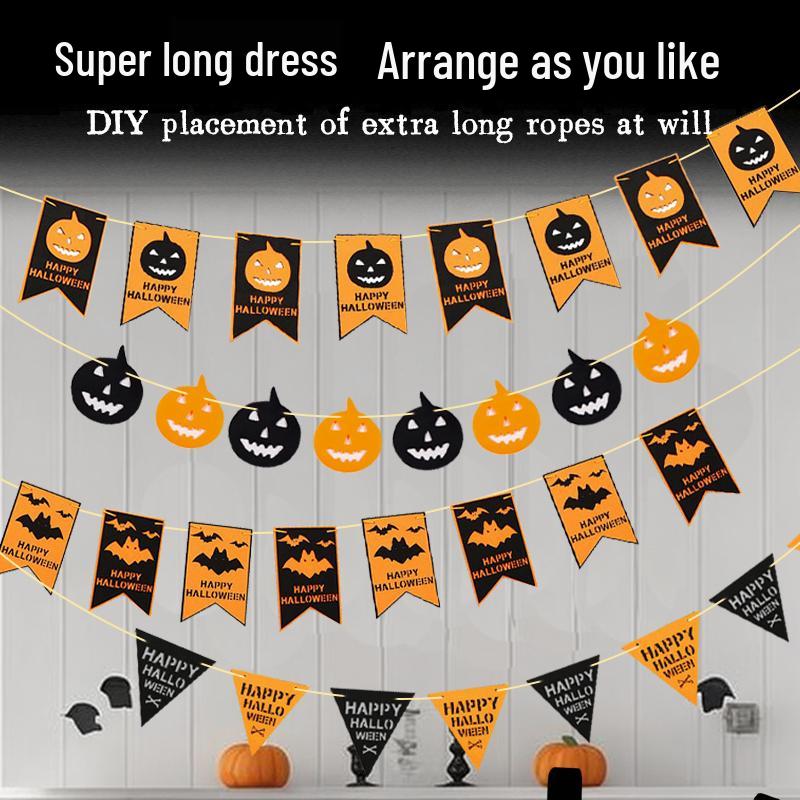 Festone Decorazione Lanterna Zucca di Halloween - Bandierine da Appendere per Atmosfera di Festa e Oggetti di Scena per Foto