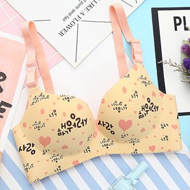 

Japan and South Korea thick and thin without steel ring, small chest, less gathering adjustment bra, one-piece floral seamless bra 38/85 lightly padded