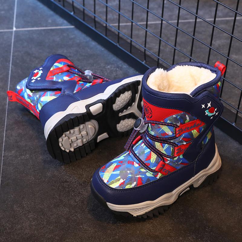 Hohe Kinderschneestiefel mit rutschfesten Eigenschaften, Jungen Baumwollstiefel und Baumwollschuhe