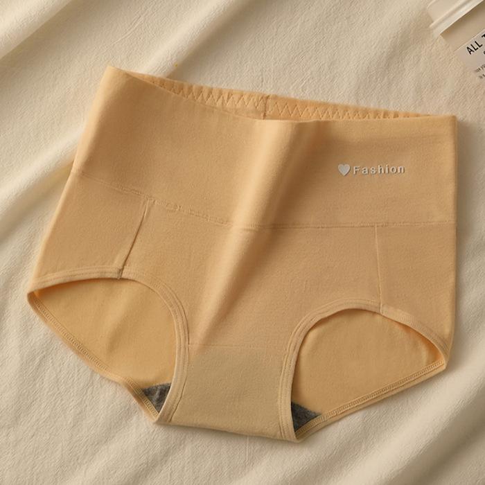 

Large Size Ladies Spring and Autumn New Cotton Belly Non Mark High Waist Triangle Briefs XXL абрикосовий