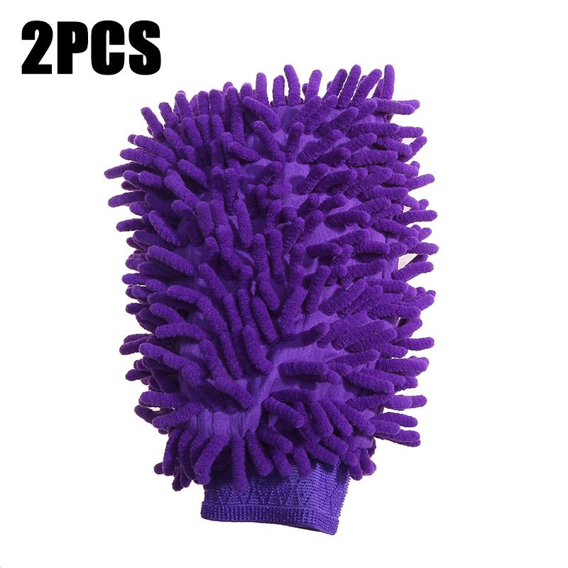 1/2PCS Chenille Plush Gloves for Car Cleaning Thickened Doublesided Car Cleaning Tools Ultrafine Fiber Car Washing Gloves