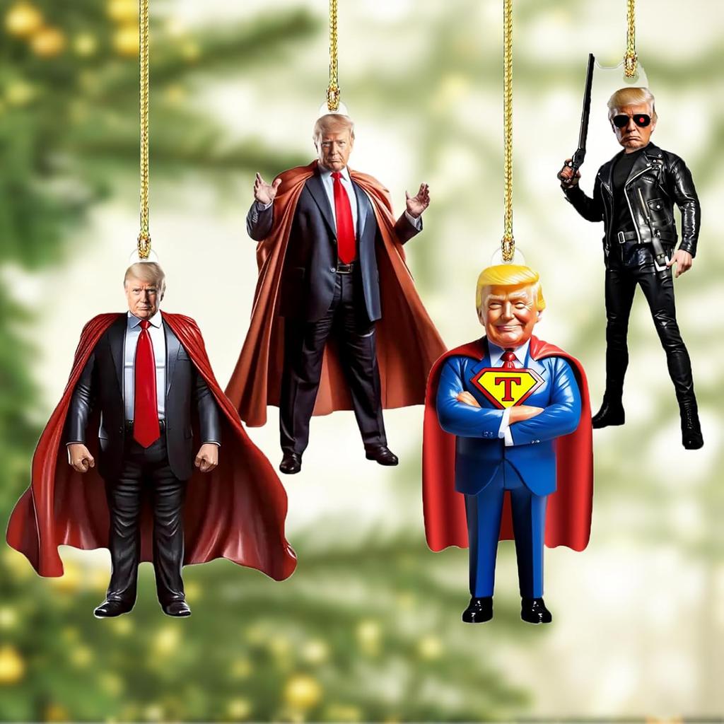 4PCS Donald Dancing Ornaments Valentine's Day Ornament Funny Birthday Gag Gifts for President Donald MAGA Ornament 2D Acrylic Home Decorations