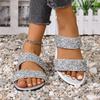 African one-word with flat bottom sequin round head women's cool slippers summer leisure beach fish mouth flat bottom women