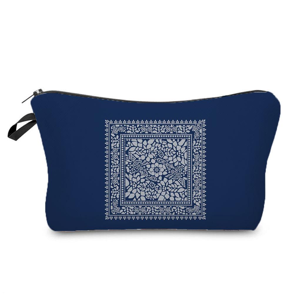 Women Blue and White Porcelain Print Cosmetic Bag Toiletries Organize Travel Storage Case 6701
