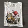 Japanese Tiger Shirt, Cherry Blossom Tree Tee, Red Sun Mountains, Asian Graphic T-Shirt