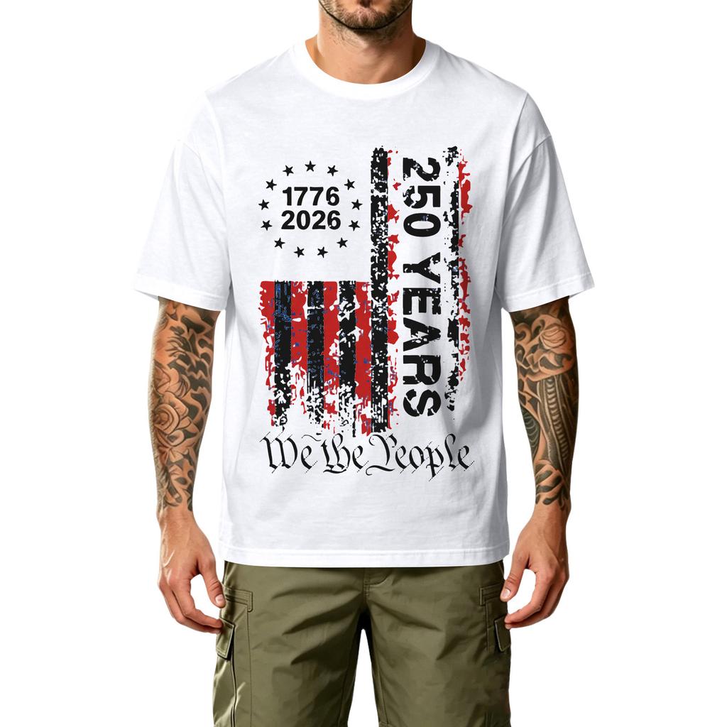 Men's Casual Printed T-Shirt Short Sleeve Crew Neck Relaxed Fit Cotton Blend Comfortable Lightweight Top for Outdoor Sports and Daily Wear