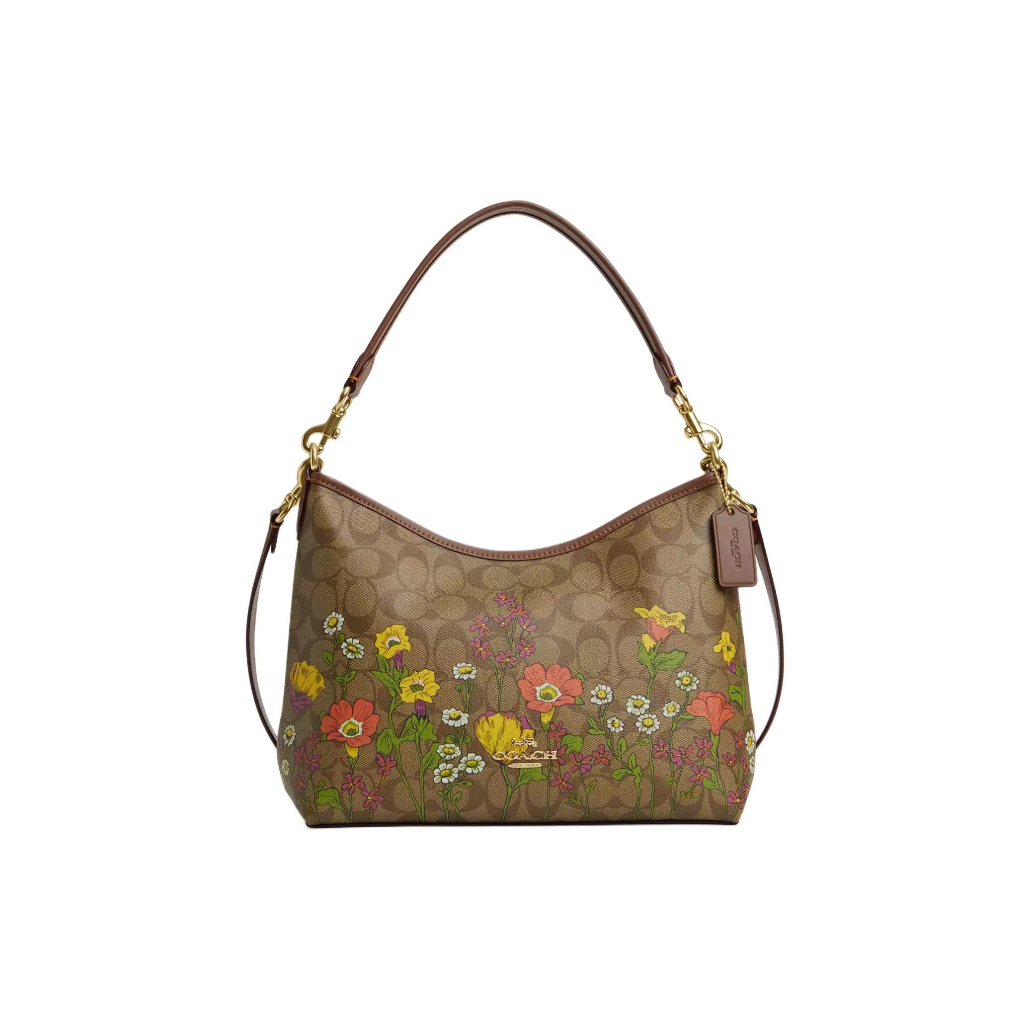 Coach Women's Gold Laurel 31 Floral Print Crossbody Shoulder Bag Handbags Khaki Multicolor Cr150-Ime7v