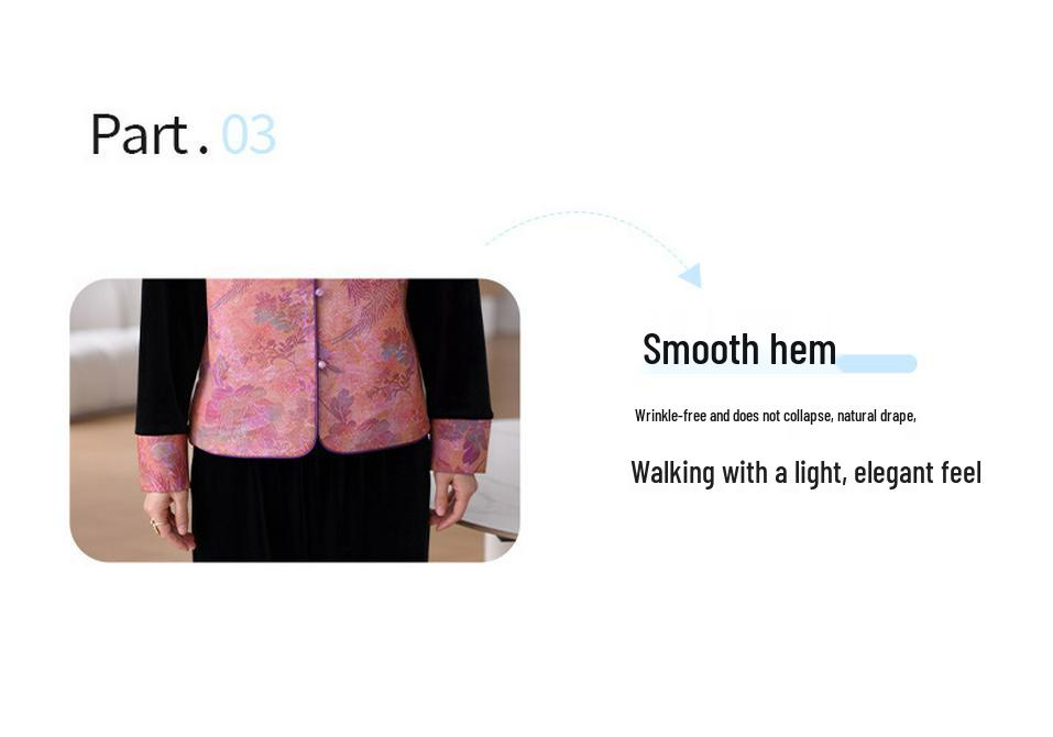 Women's Spring & Autumn Chinese Style Embroidered Stand-Up Collar Vest & Velvet Top Set