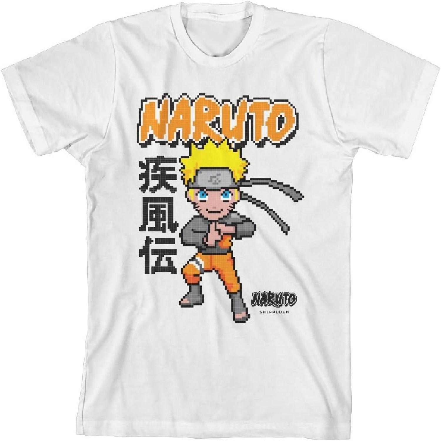 Bioworld Naruto Shippuden Пиксельный персонаж Молодежная белая футболка с принтом XXXXXL белый