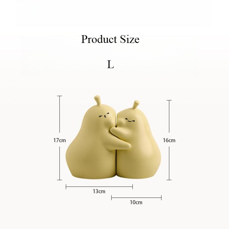 Set of 2 Cute Hugging Pear Ceramic Bookends, Heavy Duty Book Stopper for Home Office Desk Decor, Aesthetic Room Ornament , Gift