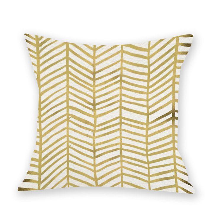 Printed Imitation Gold-pinning Plush Creative Leaf Pillowcase Style Pillow Waist Sofa Decoration