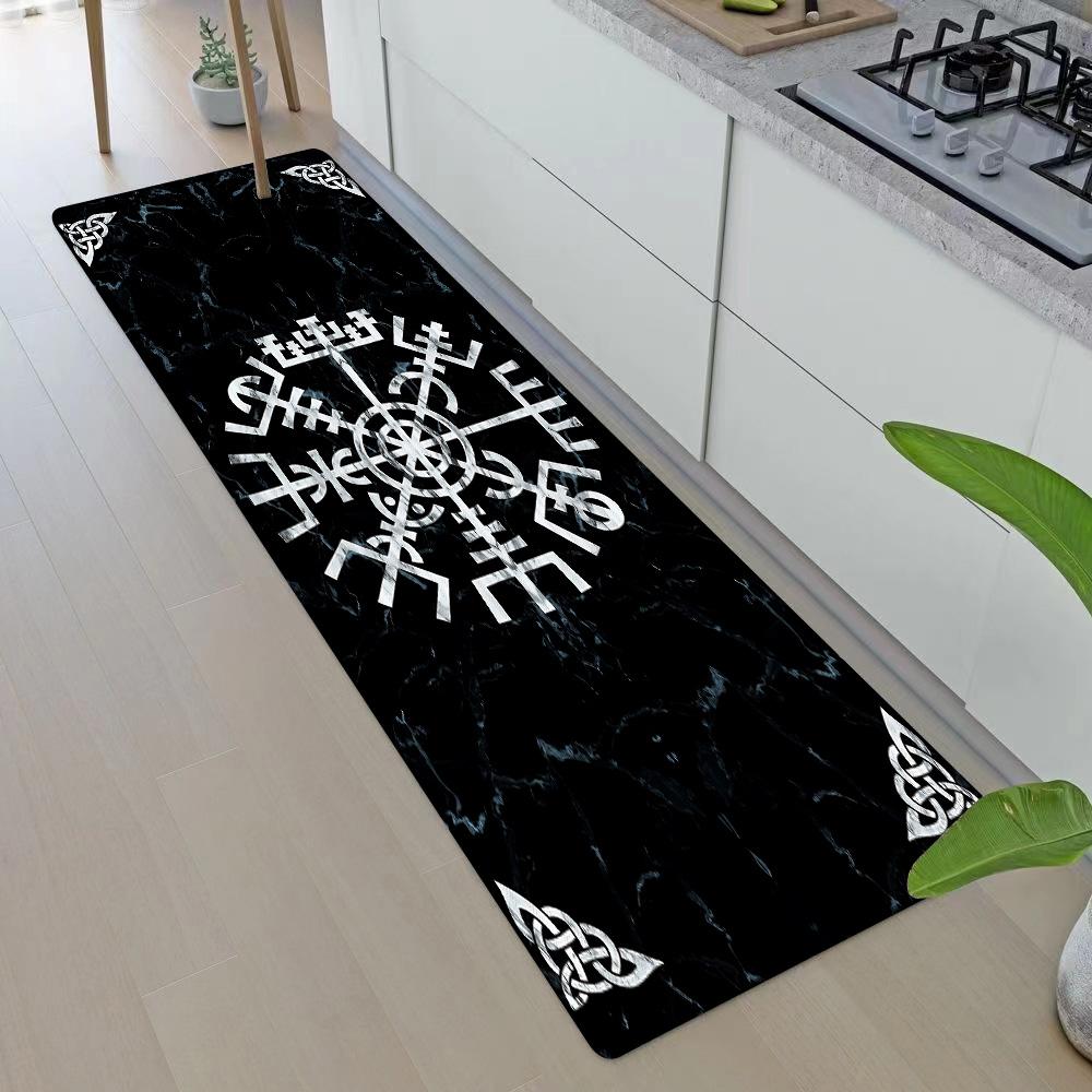 Entrance Front Doormat Symbol Valknut Nordic Valhalla Non-slip Kitchen Living Room Rug Balcony Bathroom Foot Floor Mat Carpet