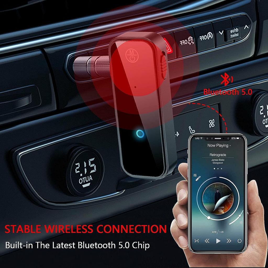 Aux 5.0 Bluetooth Adapter Bluetooth Transmitter Car 3.5 Mm Jack 3-in-1 Receiver for Car with Hands-Free Calls for Car Stereo Headphones Speakers