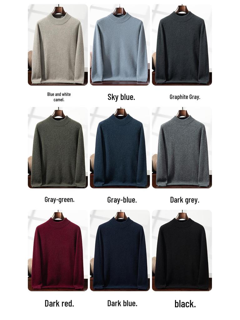 Men's Cashmere Thick Knit Pullover - Warm, Soft, Skin-Friendly Autumn/Winter Sweater