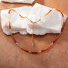 Natural Gemstone Fire Opal Colored Treasure Beaded Necklace Women'S Set S925 Sterling Silver Xiaohongshu Earrings Collarbone Chain