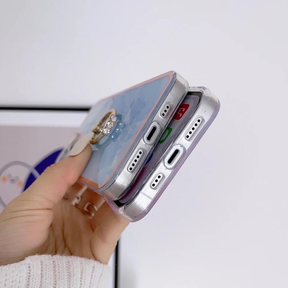 Phone Case For iPhone 16 15 14 Plus 13 Mini 12 11 Pro Max 7 8 SE3 SE 2020 SE2 Protect Cover Ring Holder Slim Fit Back Etui Coque