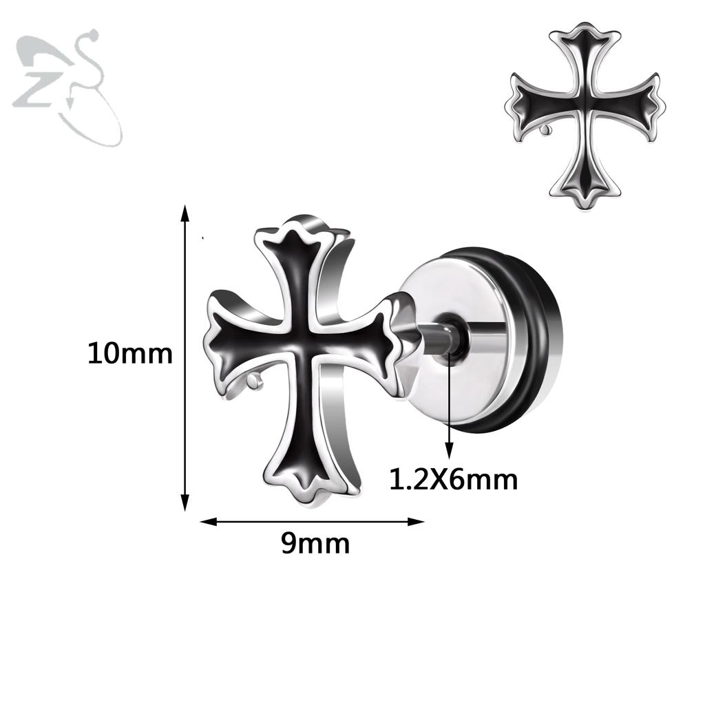 ZS 1PC 16G Cross Skeleton Finger Stainless Steel Stud Earring For Women Men Punk Rock Ear Conch Tragus Cartilag Helix Piercings