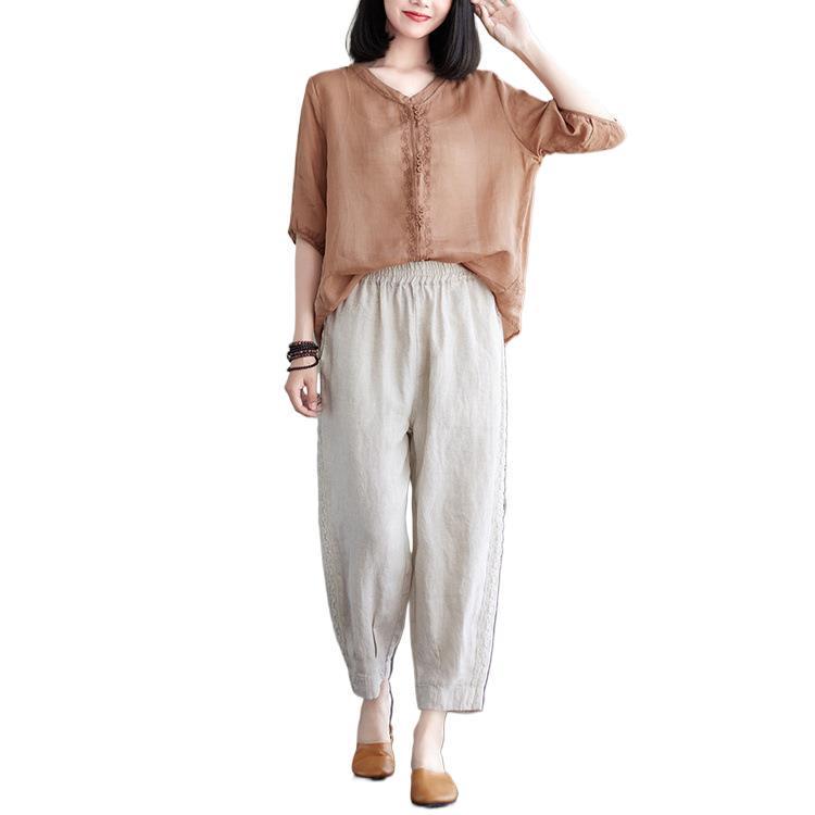 Women's Summer Cotton-Linen Harem Pants 2025: Slimming, Loose, Cropped, Plus-Size