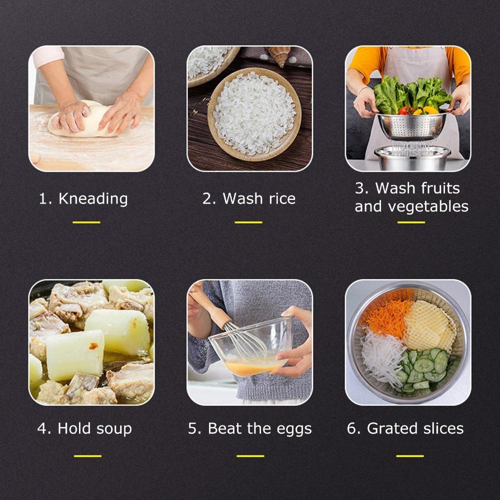 3Pcs Three-in-one Grater Bowl Multifunctional Washing Basin Practical Slicing Disc  Kitchen