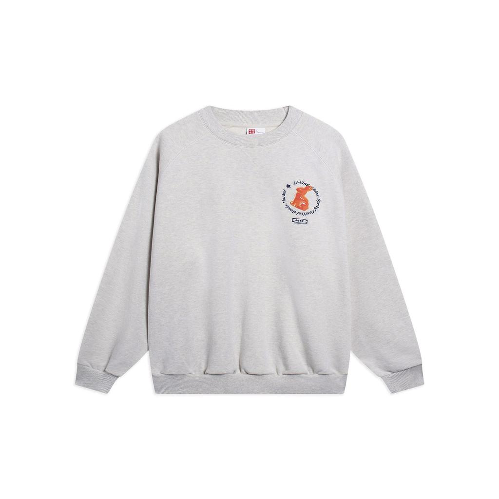 Li Ning Sweatshirts Unisex Heather Gray Tile Gray Crew Neck Moderate Regular AWDT237-1