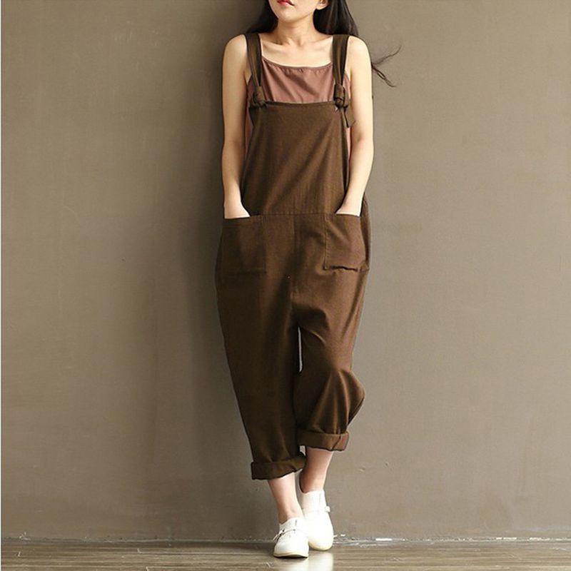 Stylish Womens Loose Jumpsuit With Comfortable Sleeveless Design And Wide Leg Fit