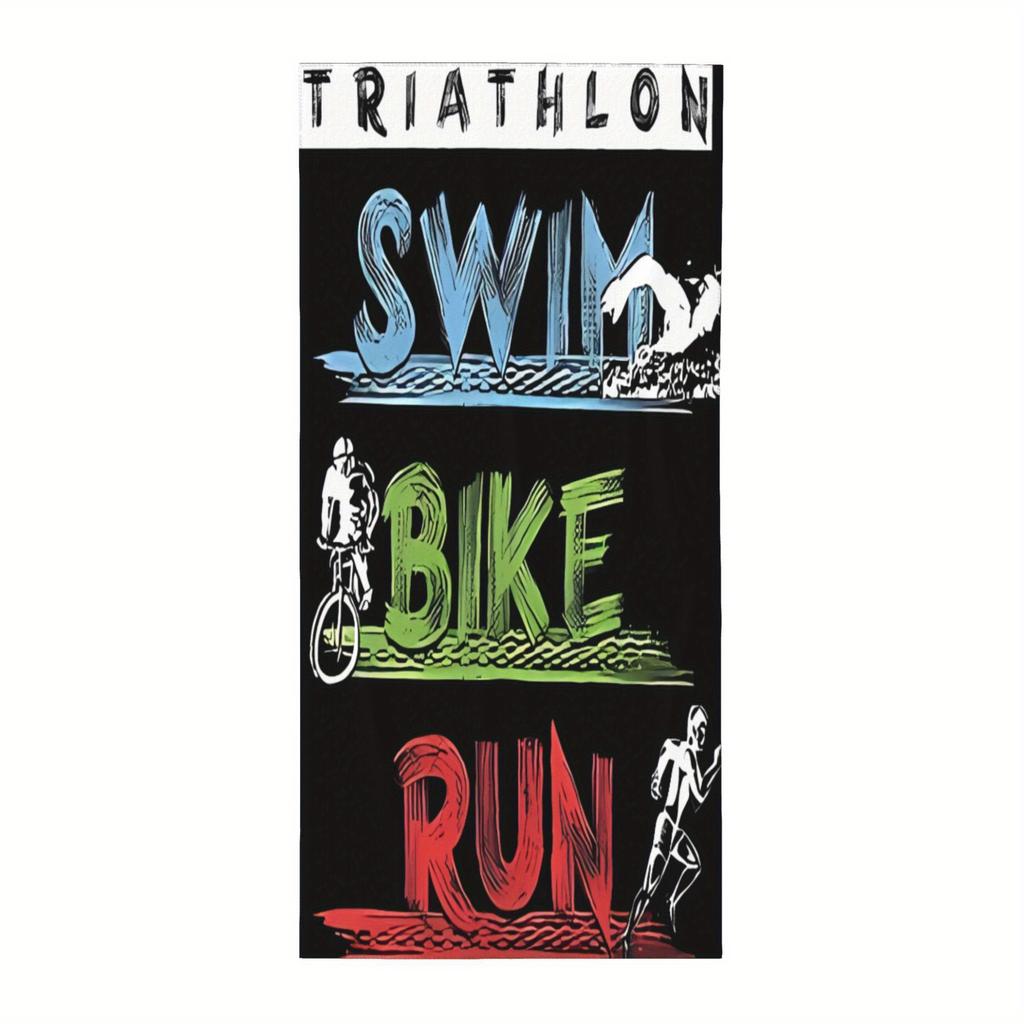 Triathlet 5 Strandtuch, Schwimmen Radfahren Laufen Design Schnelltrocknend Saugfähig Weich Mikrofaser für Meeresufer Camping Reisen Modern Tragbar