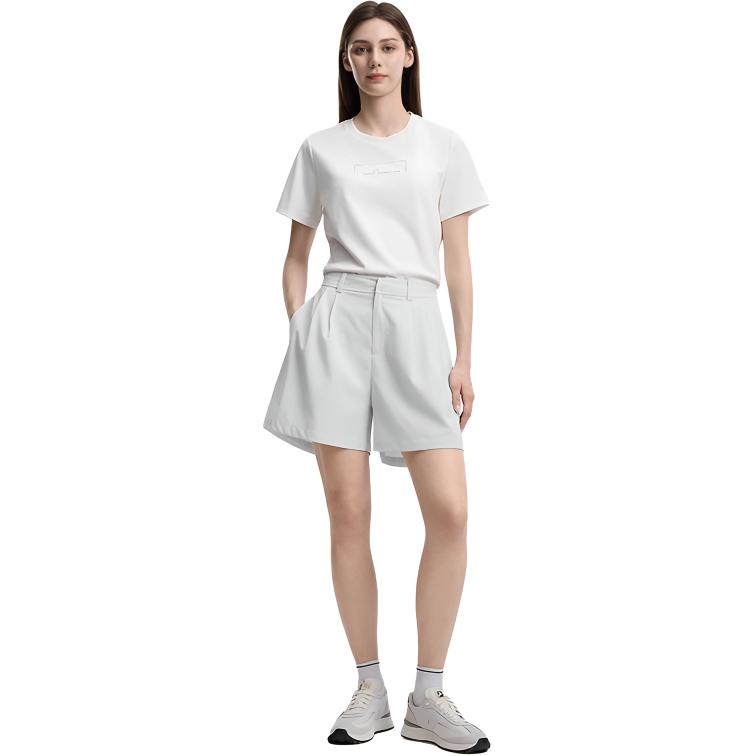 Fila White Minimalist Solid Fashion Versatile Casual Shorts Women Shorts Gray F11W623802FGY