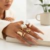 6/8/12 pcs/set Gold Sliver Open Ring Sets Zinc Zinc Alloy Floral Ring Elegant Geometric Baroque Ring  Gift