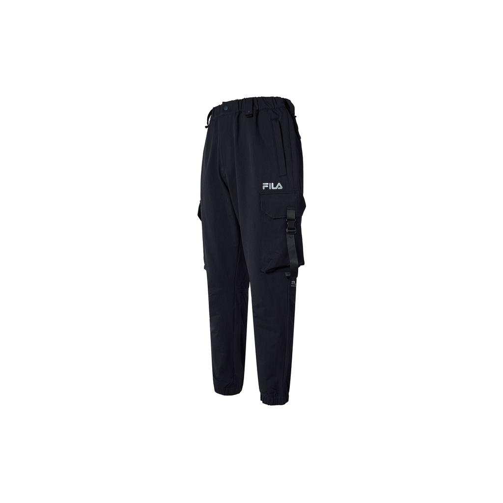 Fila Embroidered Logo Multi-Pocket Woven Jogger Pants Men Bottoms Black F11M149802F-BK