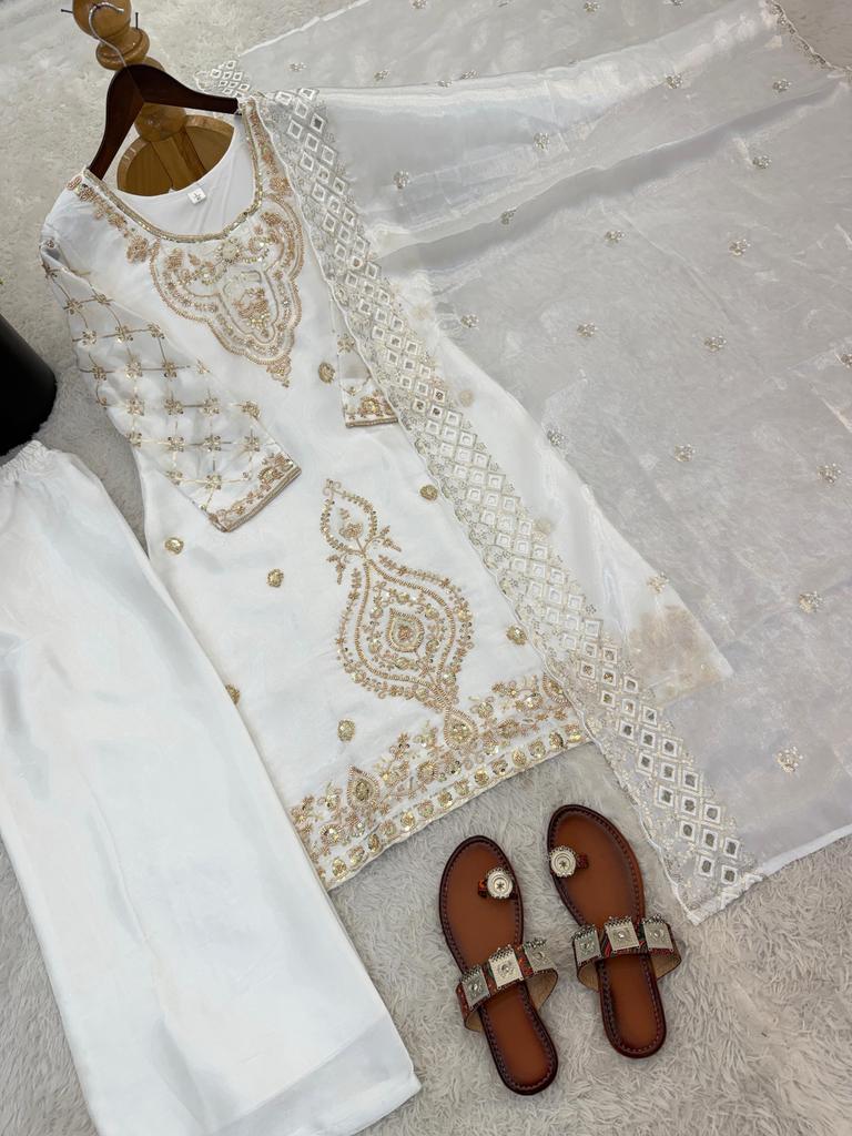 Ensemble Salwar Kameez Palazzo Dupatta Bollywood pour Femme Designer Indien Ethnique Fantaisie Soie Salwar Suit